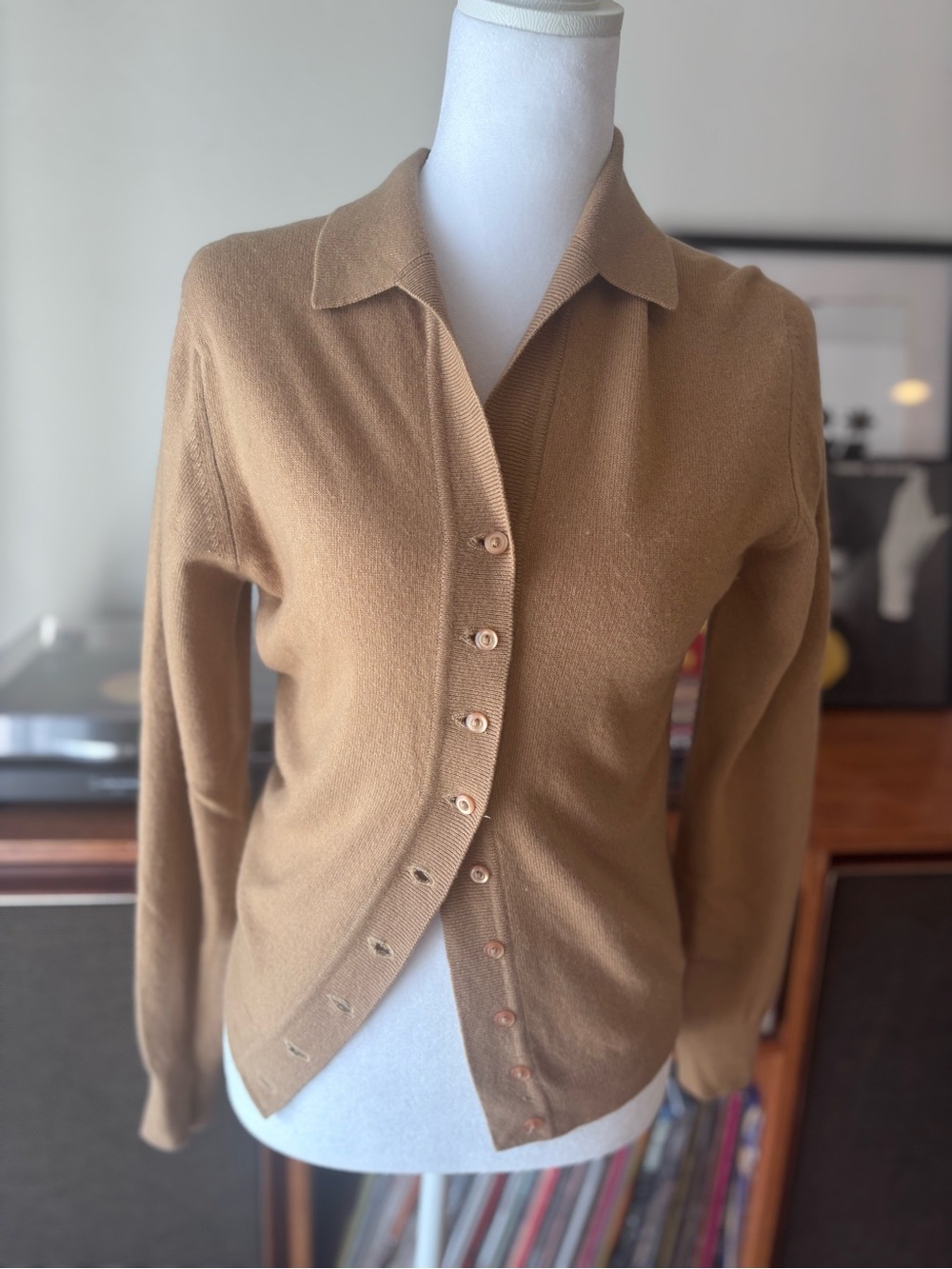 Vintage Pringle of Scotland 100% Cashmere Camel Cardigan | Made in Scotland